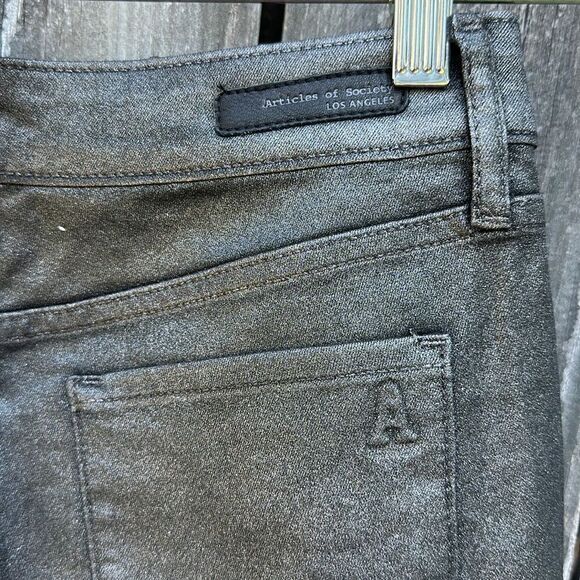 🦋 Faux LEATHER pants skinny Jeans METALLIC black ARTICLES OF SOCIETY SZ 25 NWOT - Picture 6 of 8